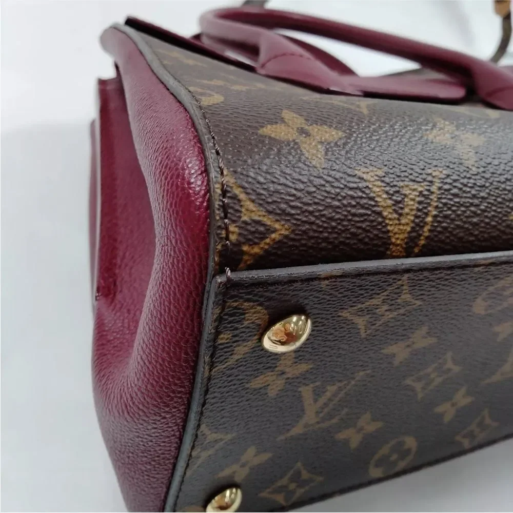 Auth Louis Vuitton Brown Maroon LV Florine Monogram 2way Satchel